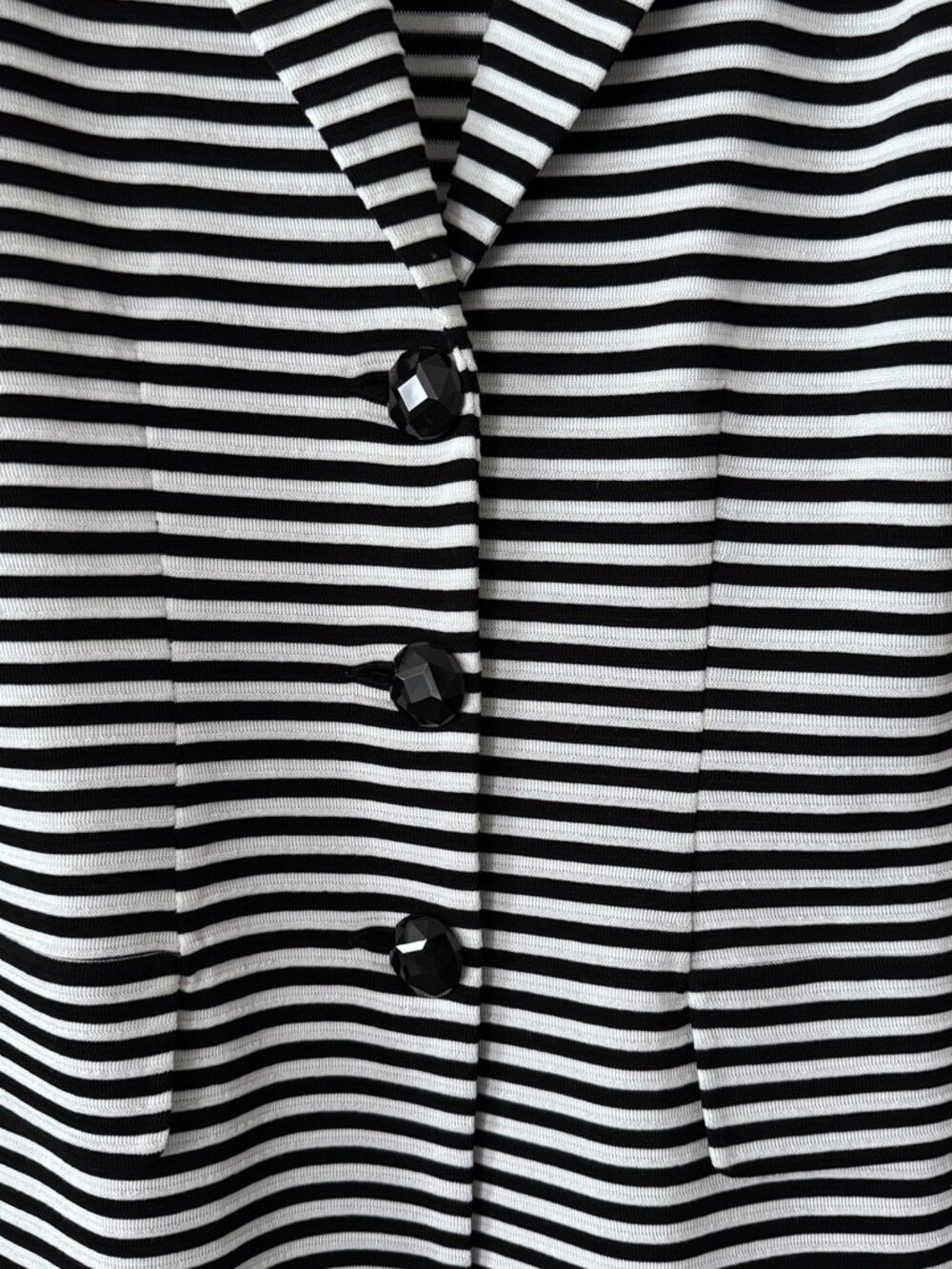 Misook Vintage Striped Black & White Knit Long Blazer, New without Tags, Size:XS - Picture 2 of 6